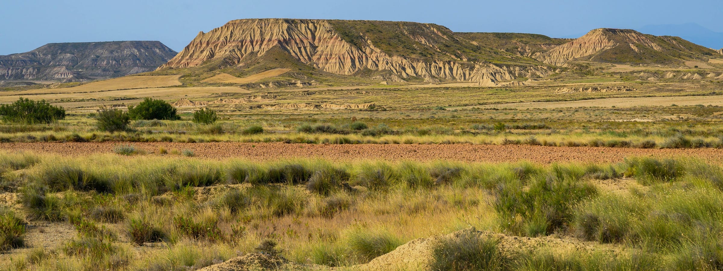 A wide high-desert landscape under flat daylight, the kind of open country where extreme long range steel targets live.